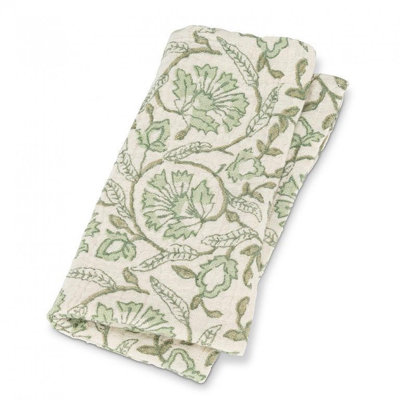 Serviette florale verte et blanche