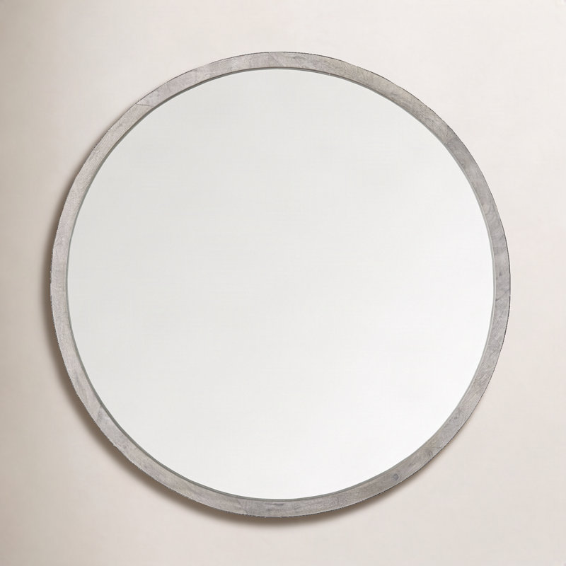 Carper Solid Wood Round Mirror, Light Brown