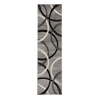 Devonshire Abstract Gray/Black/Ivory Area Rug
