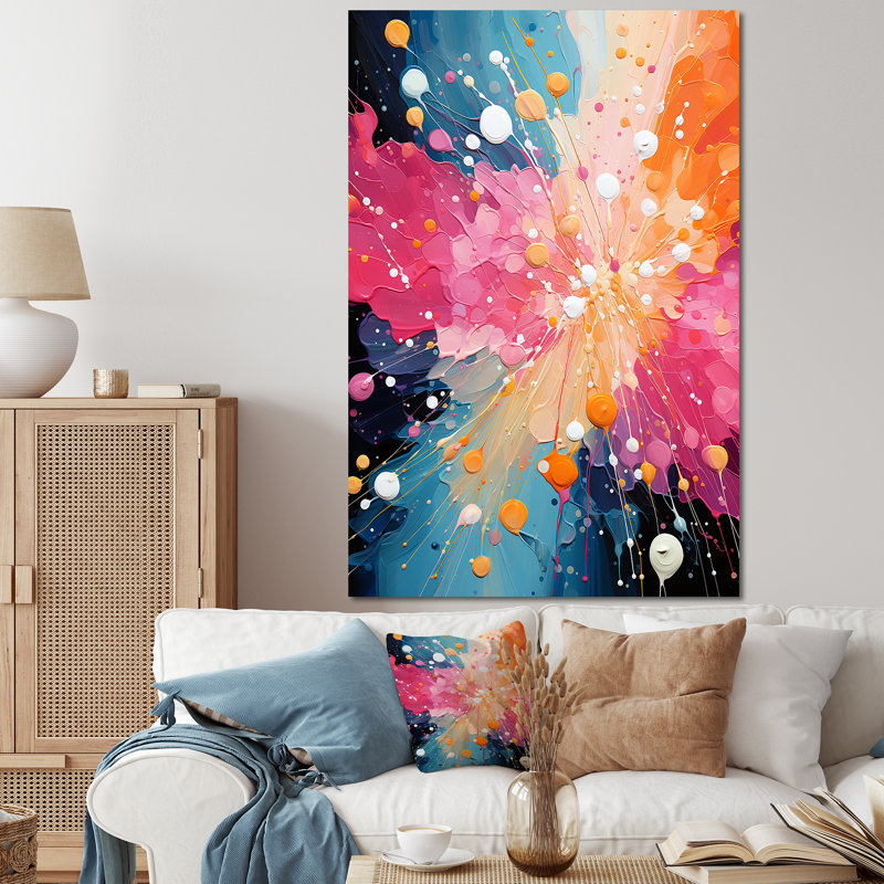 Rose et bleu néon Pop Art III - art mural Pop Art, Toile tendue, H 60 po x l 40 po x P 1,5 po
