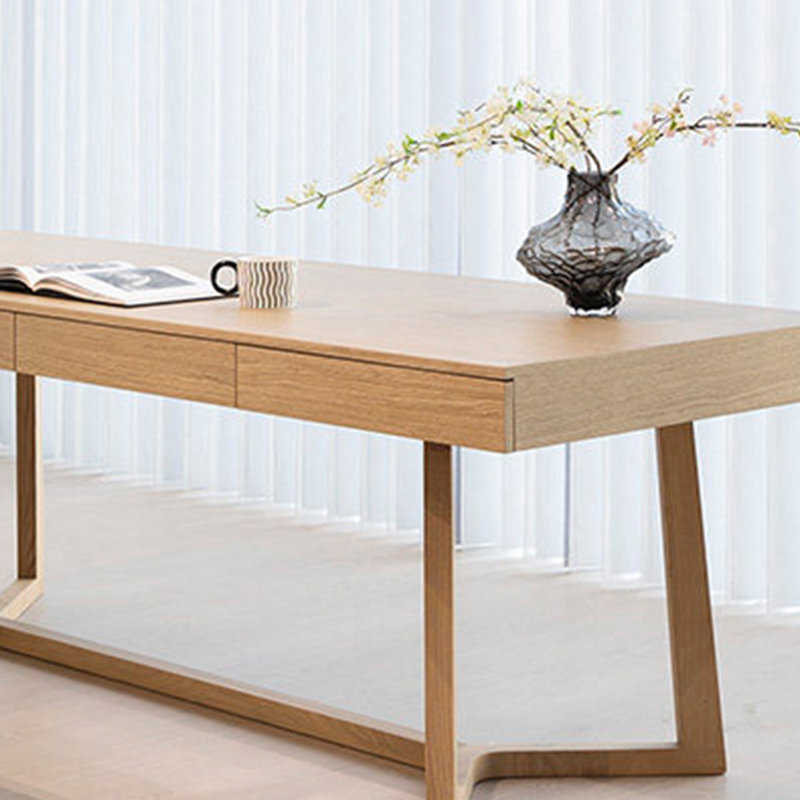 Bureau moderne en bois massif élégant, H 29,52 po x l 86,61 po x P 33,46 po