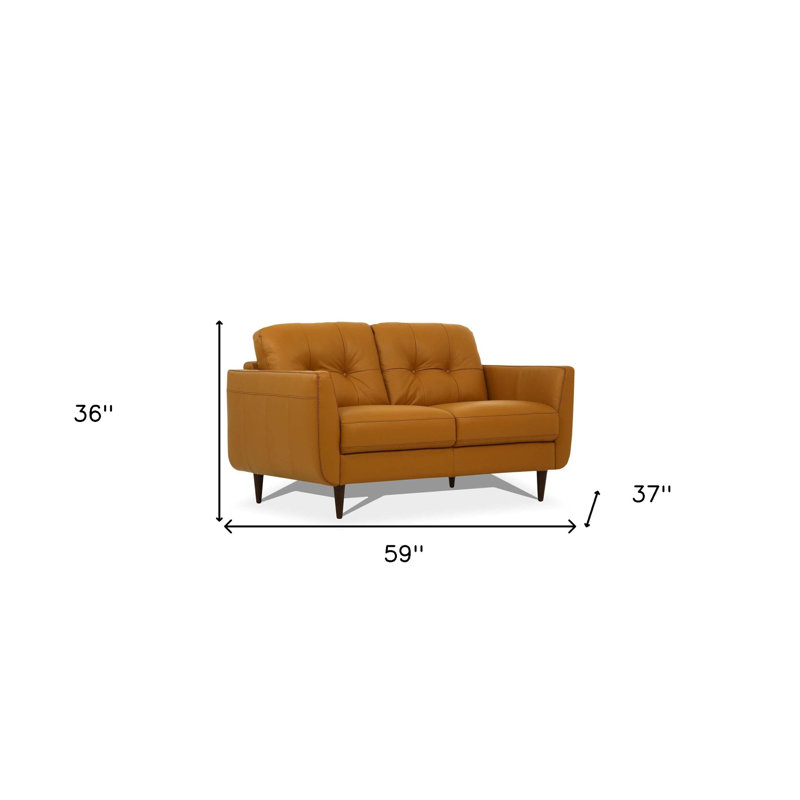 Causeuse en cuir brun et brun clair 59 po