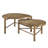 Wexford Collection Modern Oval Nesting Coffee Tables, Set of 2 Wood Top Accent Tables with Metal Base for Living Room-1080874481