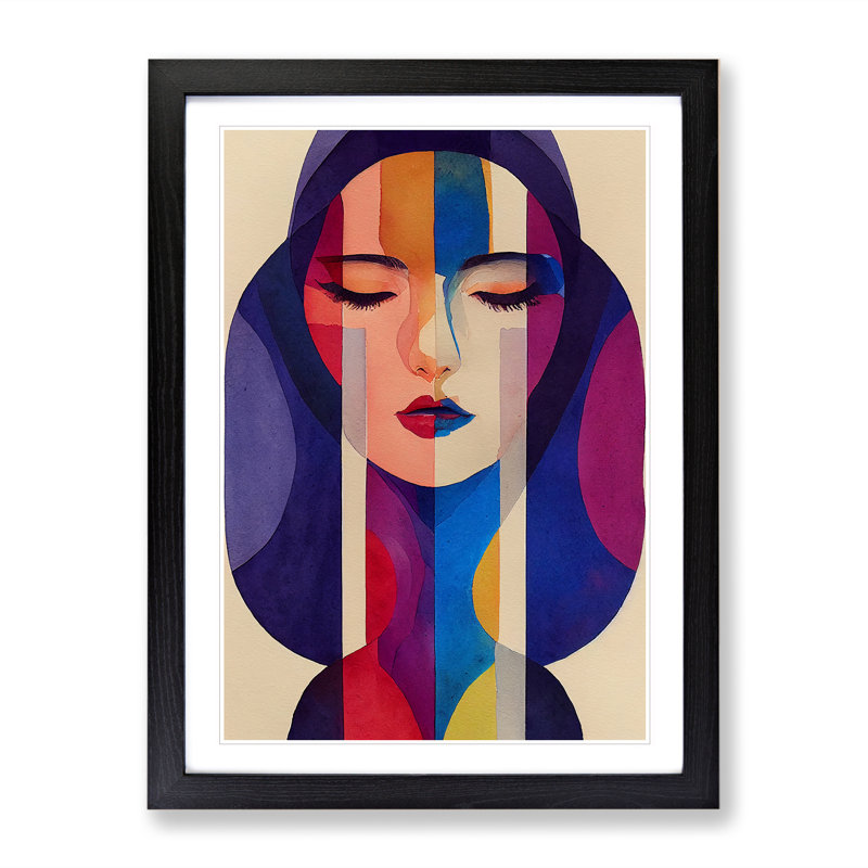 Woman Abstract Watercolour No.2 - Wall Art, Black Framed, 64cm H x 46cm W