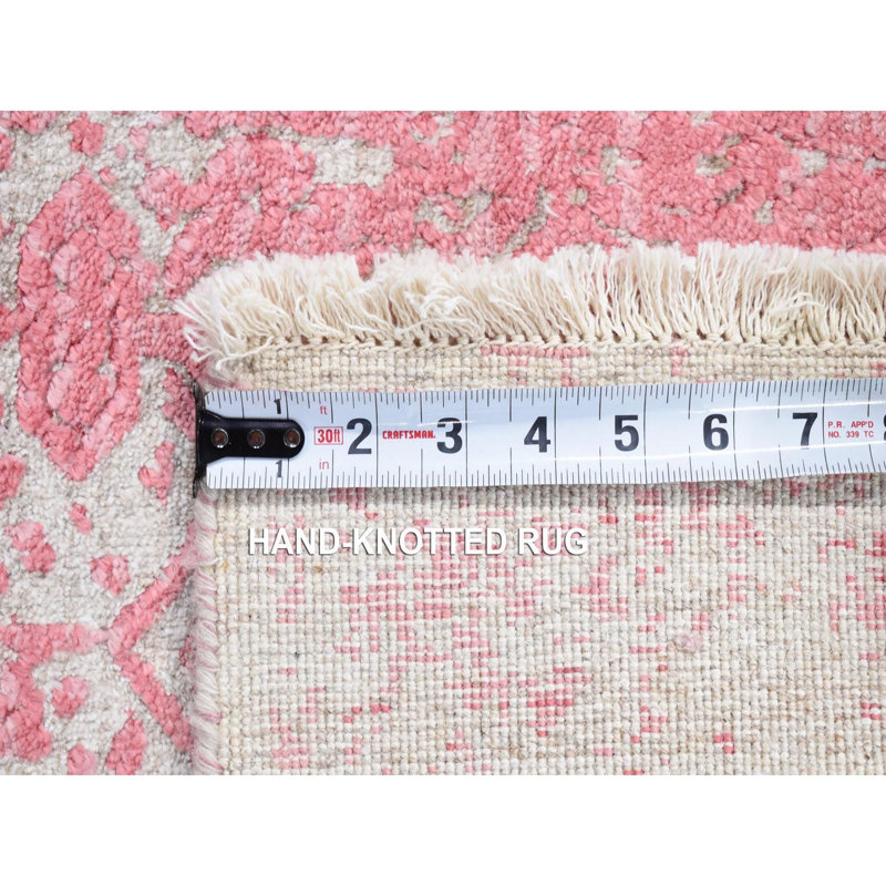 Tapis de passage unique, nouÃ© Ã  la main, 76 cm x 236 cm, couleur rose