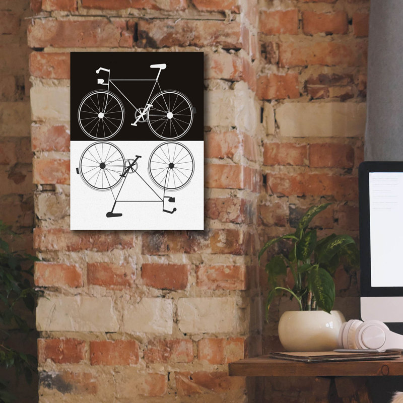 «Two Bikes» par Jan Weiss, art mural sur toile, H 16 po x l 12 po x P 0,75 po