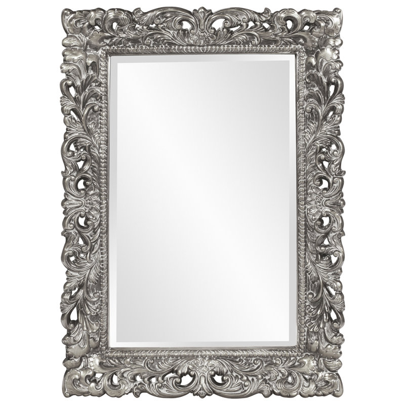 Luise Ornate Beveled Framed Accent Mirror, Nickel