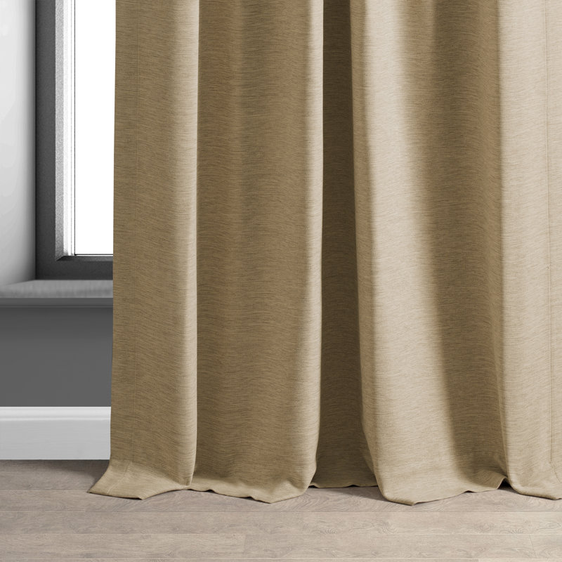 Aaditya Textured Faux Linen Grommet Room Darkening Curtains (1 Panel), Ginger, 50"W x 120"L