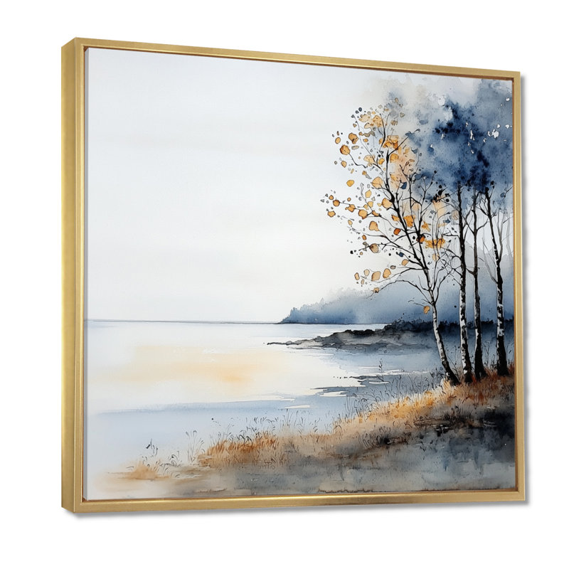 Minimalist Beach At Dawn I - plage et océan, reproduction sur toile, H 30 po x l 30 po, Doré
