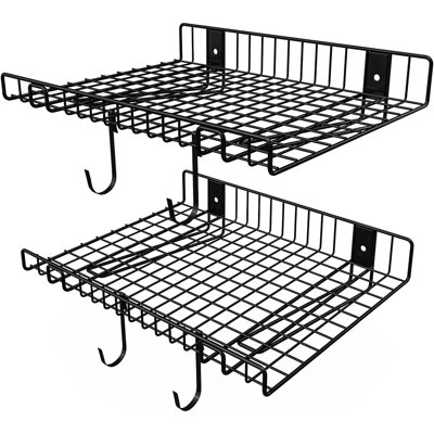 Ensemble de 2 tablettes murales robustes en métal, rangement flottant pour le garage et la maison