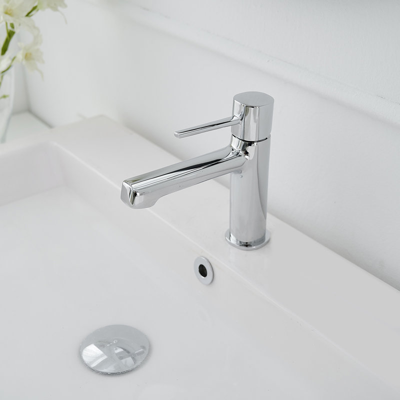 Robinet de salle de bains monotrou avec ensemble de drainage, Chrome poli