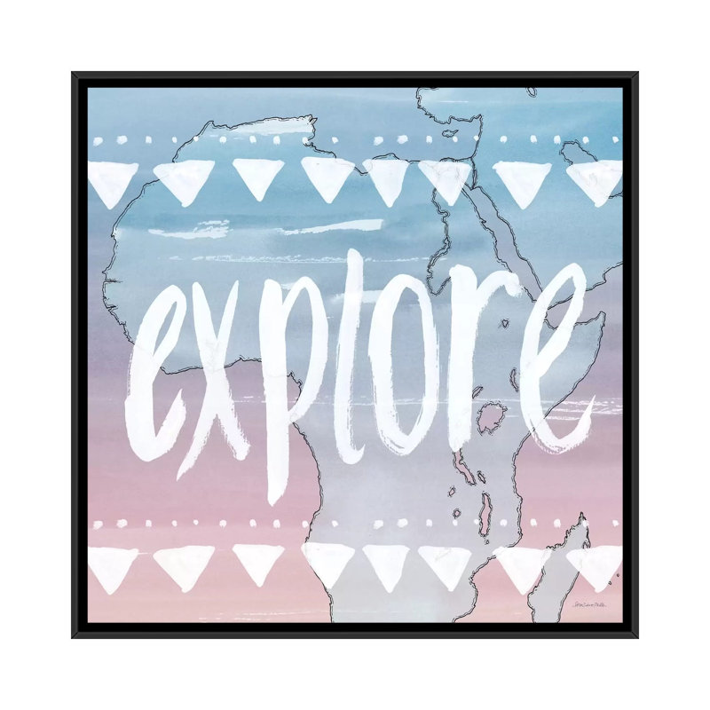 " Explore " by Sara Zieve Miller, 18" H x 18" W x 1.5" D, Black Framed Canvas, No Mat