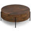 Rayburn SOLID MANGO WOOD 38 inch Wide Round Modern Urban Drum Coffee Table in Walnut Brown-686533392