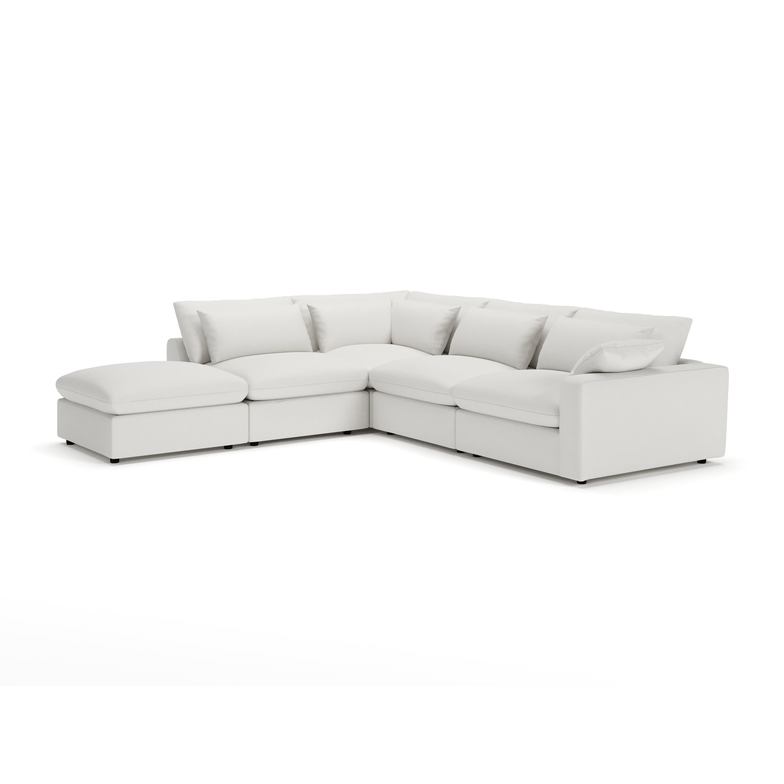 Remy 5-Piece Modular Chaise Sectional, Left Hand Facing, Macarena Beige Basketweave