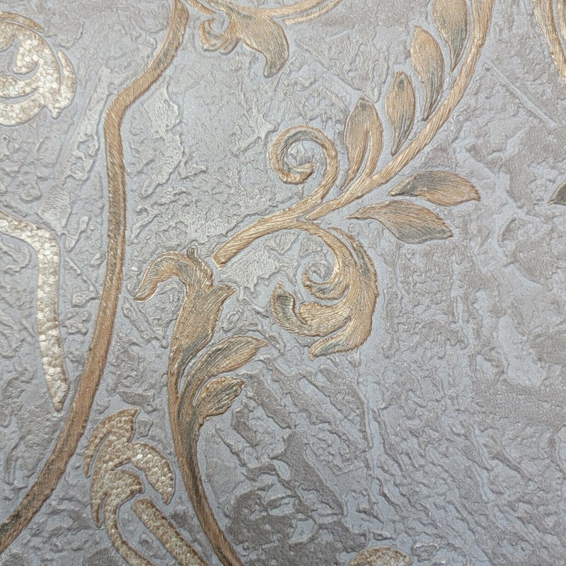 Papier peint Harper-Rose, Gris / Or
