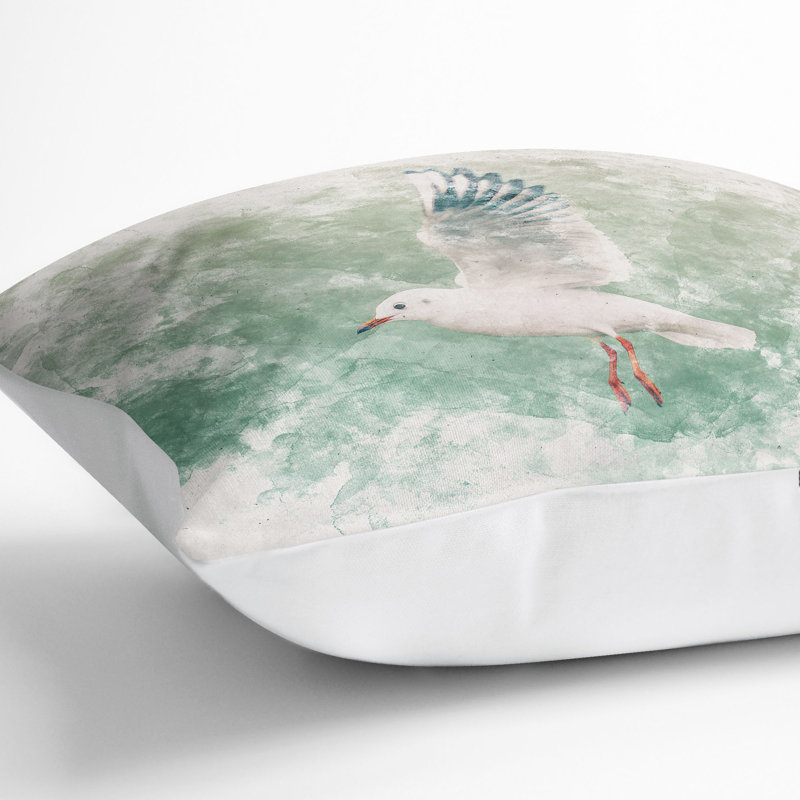 Seagull Cushion with Filling, White, 55cm H x 55cm W x 20cm D