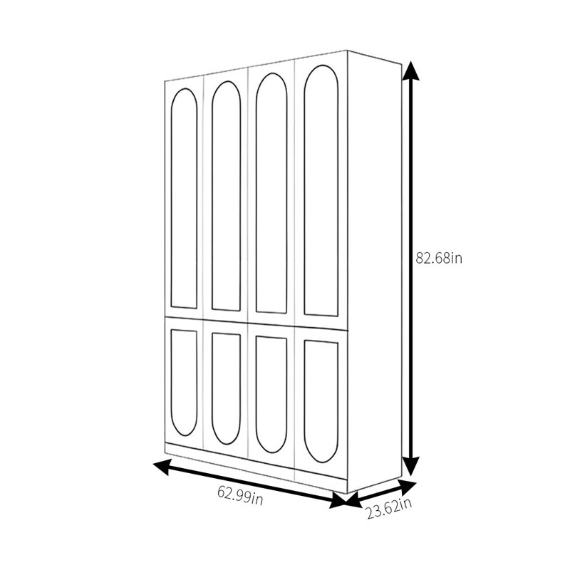 Garde-robe de luxe simple et moderne, H 82,68 po x l 62,99 po x P 23,62 po