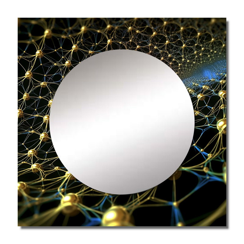 Décoration murale grand miroir carré pour chambre à coucher Khaleed - Fractals, 36 po x 36 po