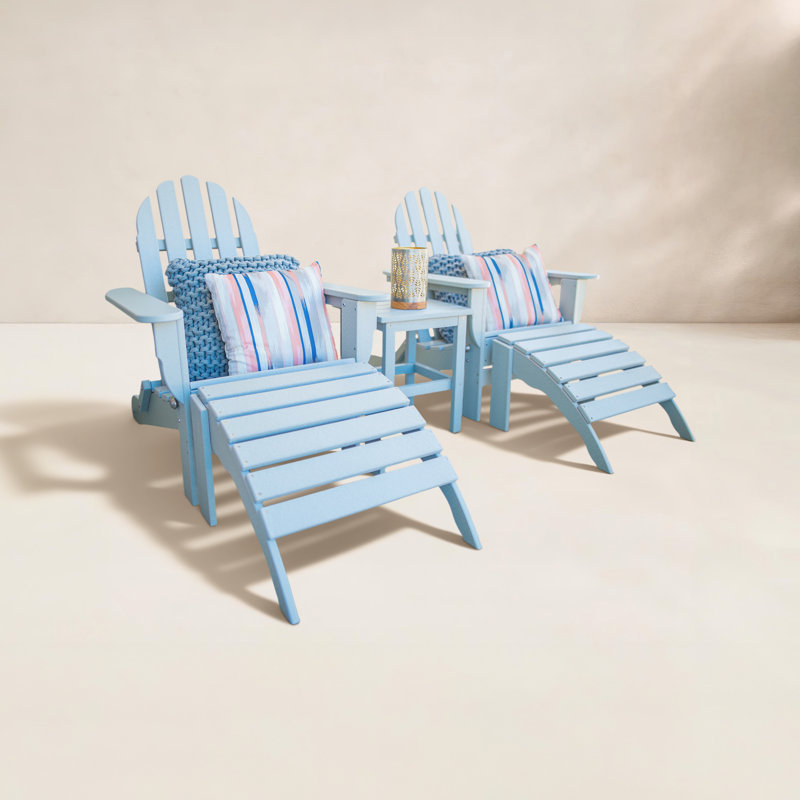 Leighton Foldable Outdoor Adirondack Set, Light Gray