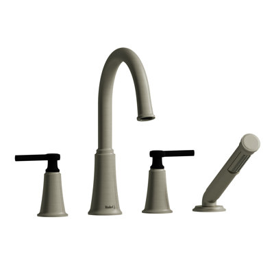 Momenti 4-Hole Deck Mount Tub Filler with C-Spout