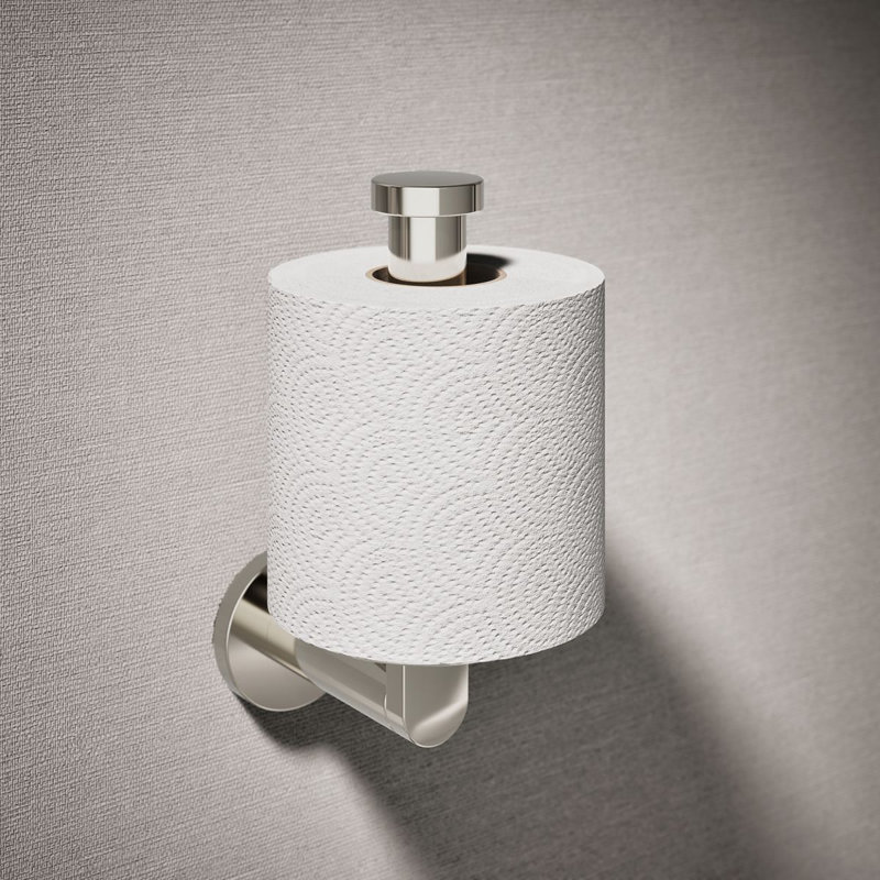 Vertical Wall Mount Toilet Paper Holder, Brushed Gold