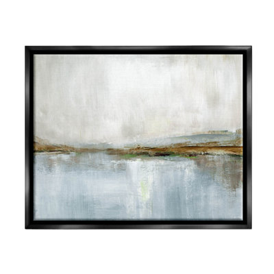 Cloudy Abstract Landscape Scene Black Framed Floater Canvas Wall Art by Nan