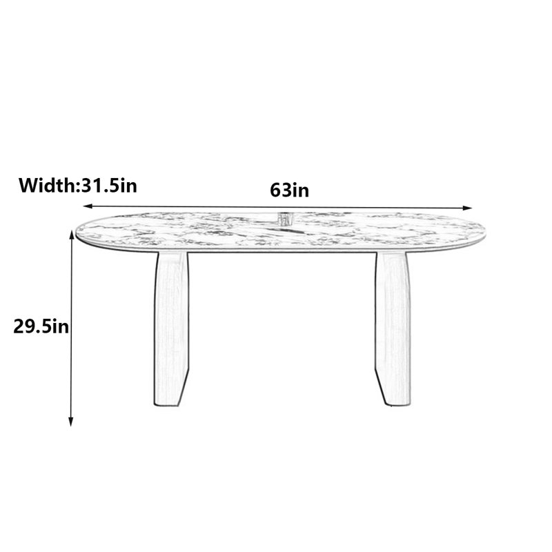 French Vintage Oval Dining Table with Rock Slab, 29.5"H x 63"L x 31.5"W