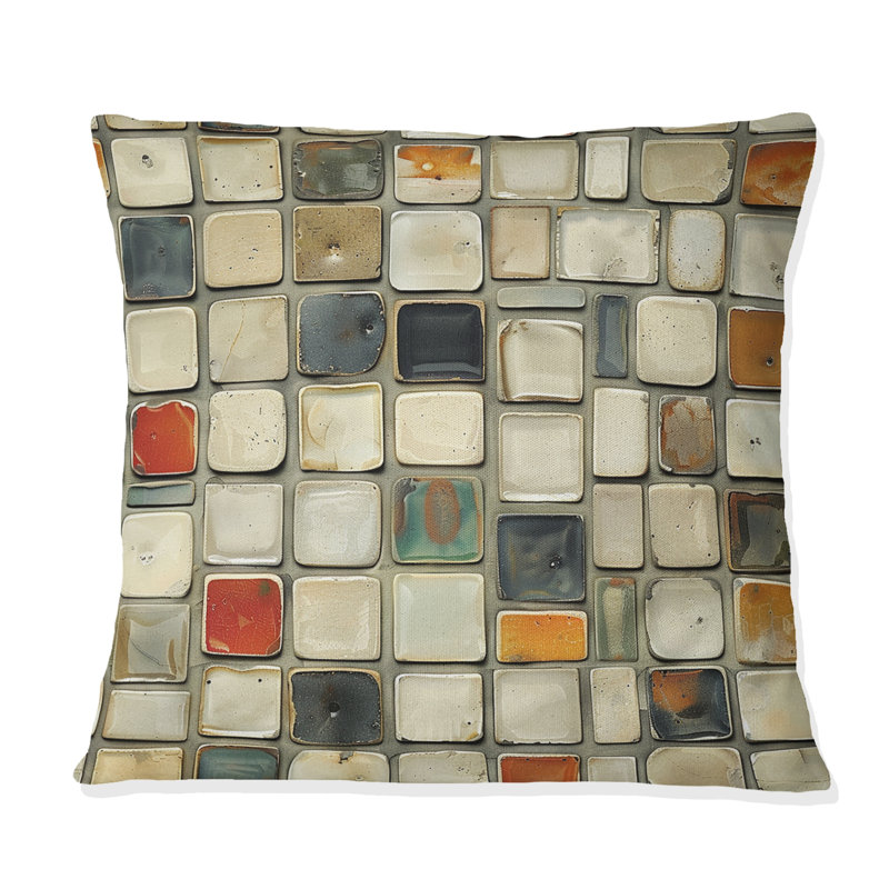 Coussin Beige clair Mid-Century Mosiac Tiles III - Mid-Century, H 18 po x l 18 po