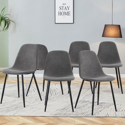 Chaise de salle à manger gris foncé 6 pièces. Décoration moderne pour la maison. Siège et dossier ergonomiques. Pieds en métal. Pieds coulissants réglables. Méthode d'assemblage simple et confortable - 6 po Style. Intégré et intégré. Respirant