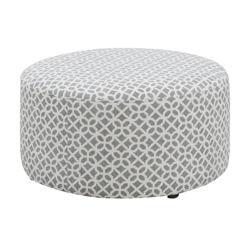 Round Cocktail Ottoman, Gray Lattice