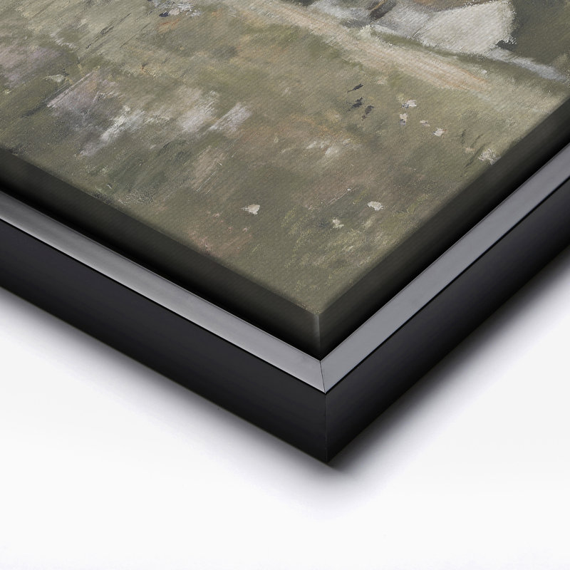 Maison de campagne panoramique, Black Framed, Canvas, 11"H x 14"W