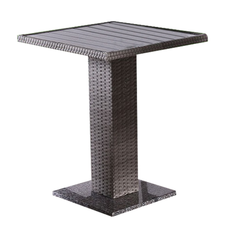 Table bistro Nia, base en marbre, structure en rotin PE gris, 27 pouces, Gris