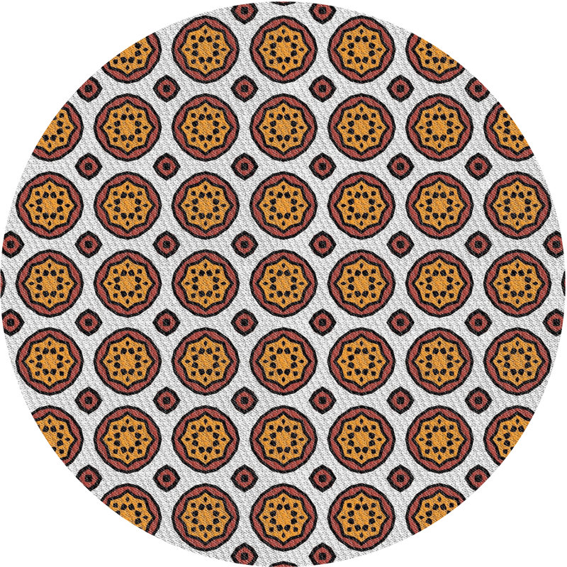 Tapis géométrique brun / gris, Rond 7 pi