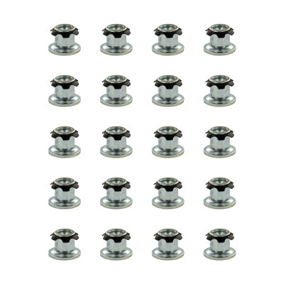 Outwater Industries Metal Threaded Single Star Type Leveler Inserts For 3/4 Inch Round Tubing, Heat Treated Steel And Zinc Plated Base, Fits Round 16-18 Gauge Tube, Thread: 1/4-20, 20 Pack