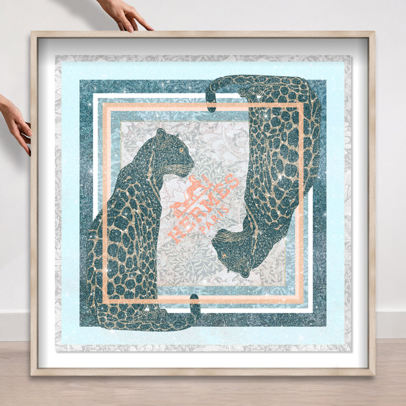 Dual Paris Cheetah Shadowbox Animals Print by Oliver Gal, Black Frame, 12 x 12, 41.5"H x 41.5"W, Natural Oak Frame