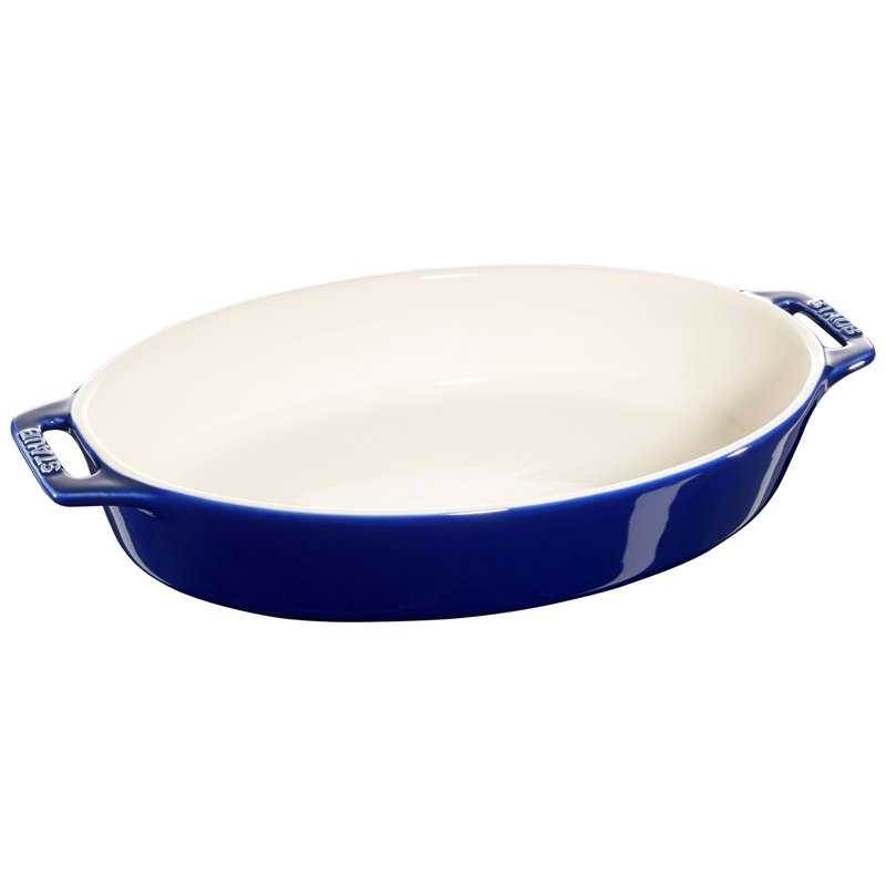 Plat ovale en céramique, Bleu très foncé