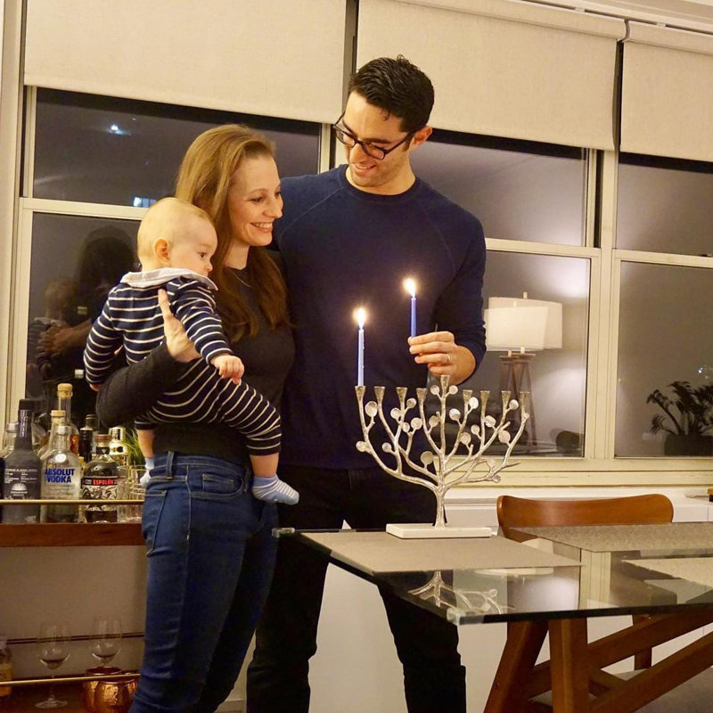 Botanical Leaf Marble Menorah