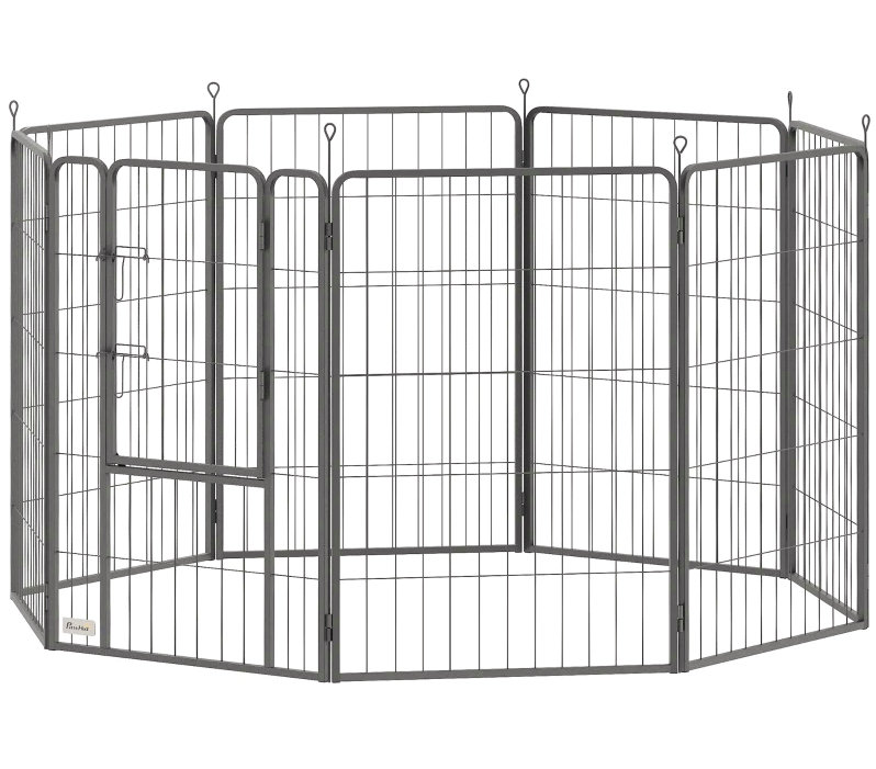 Enclos d'exercice 39 pouces, clôture en métal 8 panneaux pour chiens de taille moyenne et grande, noir