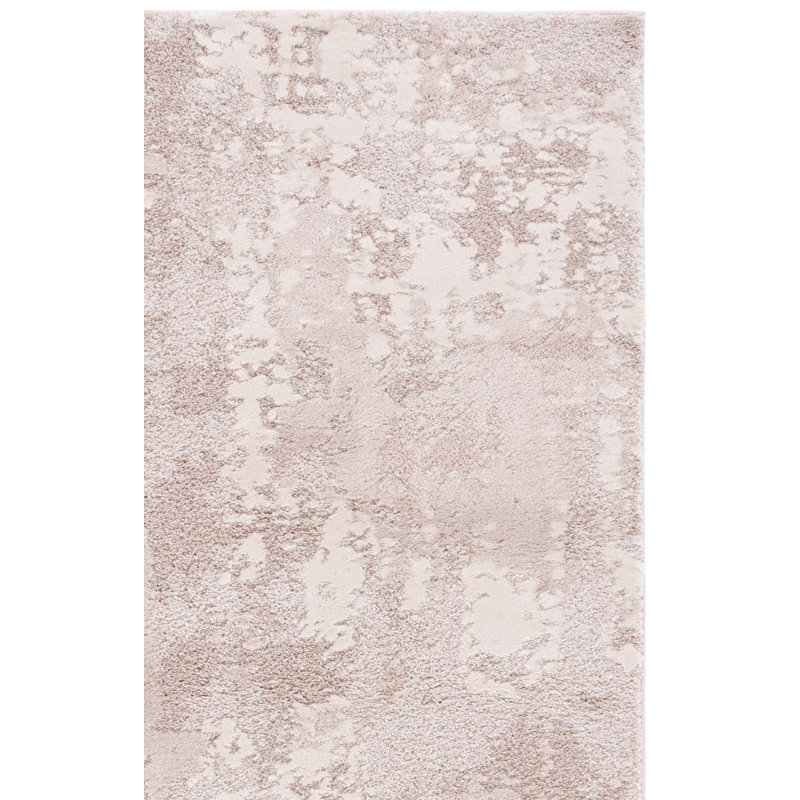 Tapis abstrait gris en polypropylène tissé à la machine Graymond, Rectangle 4 pi 5 po x 6 pi 5 po