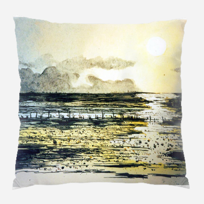 Coussin watercolour Kayson, Microsuède, Intérieur