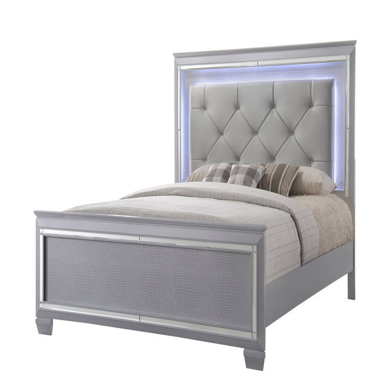Lit à panneau tapissier moderne en similicuir 1Pc, Très grand