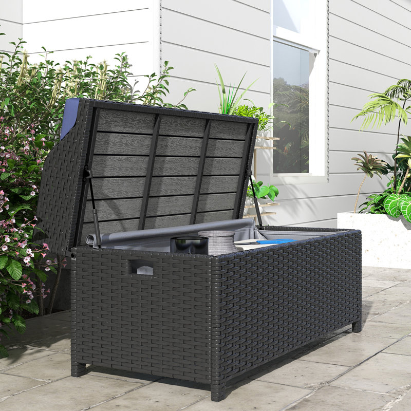 New Classic 40.25'' W 27 Gallons Water Resistant Wicker Storage Bench in Blue
