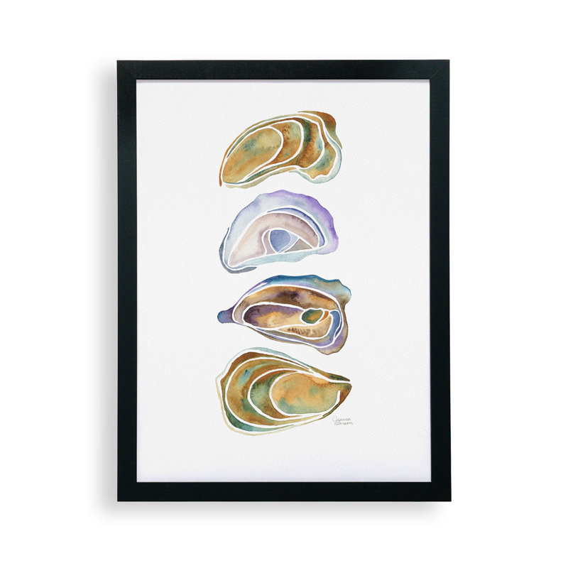 «Jessica Larson Watercolor Oysters», affiche encadrée, H 16 po x l 12 po