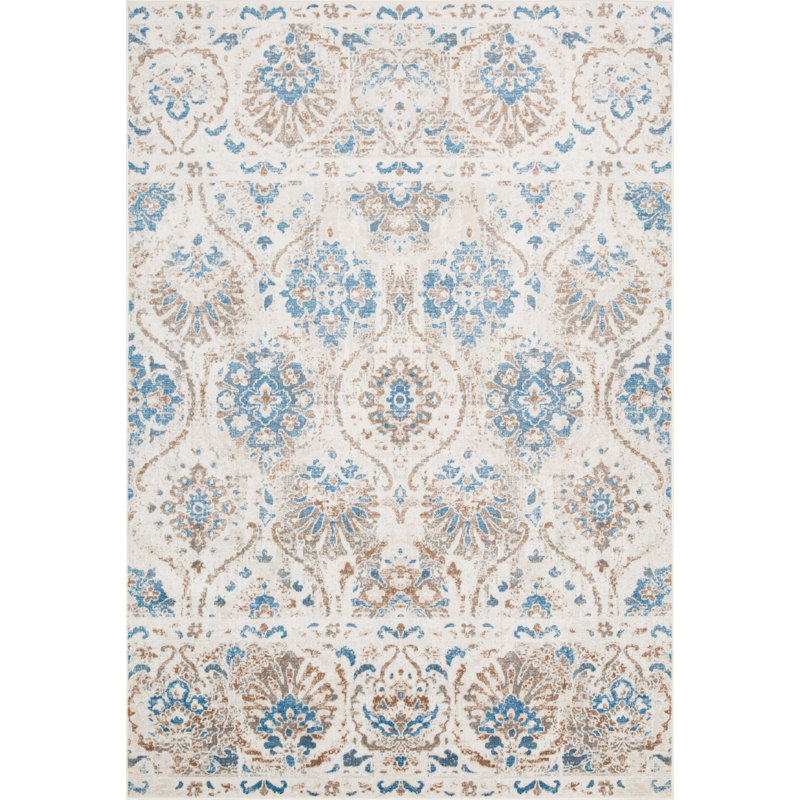 Tapis bleu / beige Bobb, Rectangle 3 pi 3 po x 4 pi 11 po