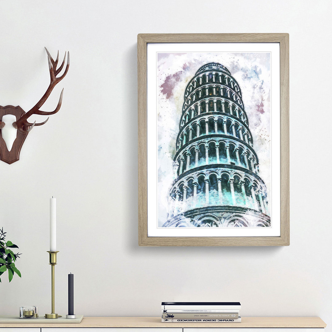 The Leaning Tower of Pisa in Italy in Abstract - Picture Frame Painting Print