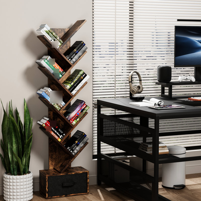 9 Tier Tree Bookcase With Drawer, Framework For Bedroom Stable Construction