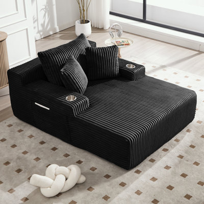 Canapé en velours côtelé avec oreillers et USB Corduroy