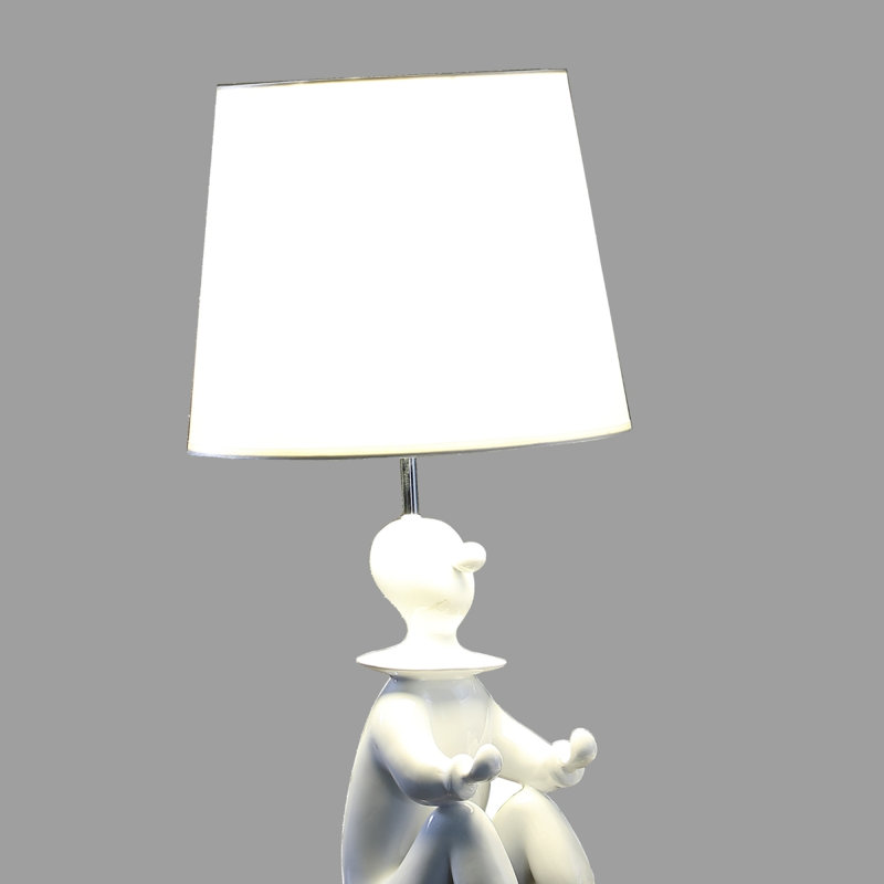 Lampe de table en résine avec support de téléphone clown moderne blanc de 54 cm (21,25 po), Blanc