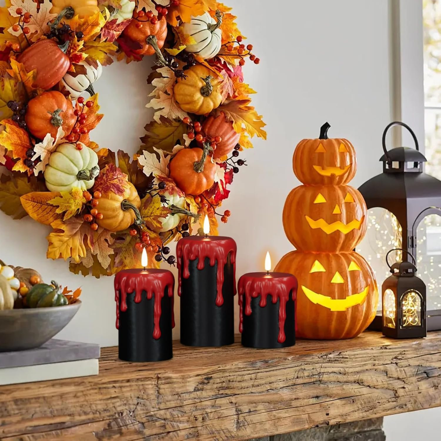 The Holiday Aisle® Halloween Flameless Candles With 6H Timer, Battery ...