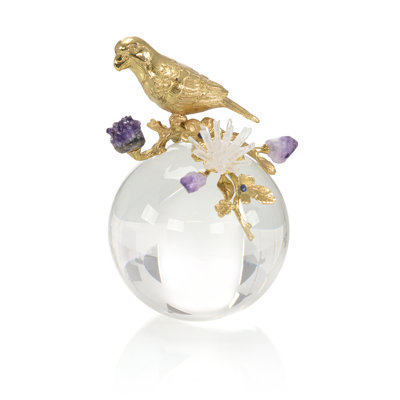 Brass Parrot And Amethyst Sculpture I